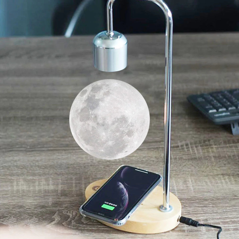 Levitation LED Moon Lamp - Wireless Charging Night Light