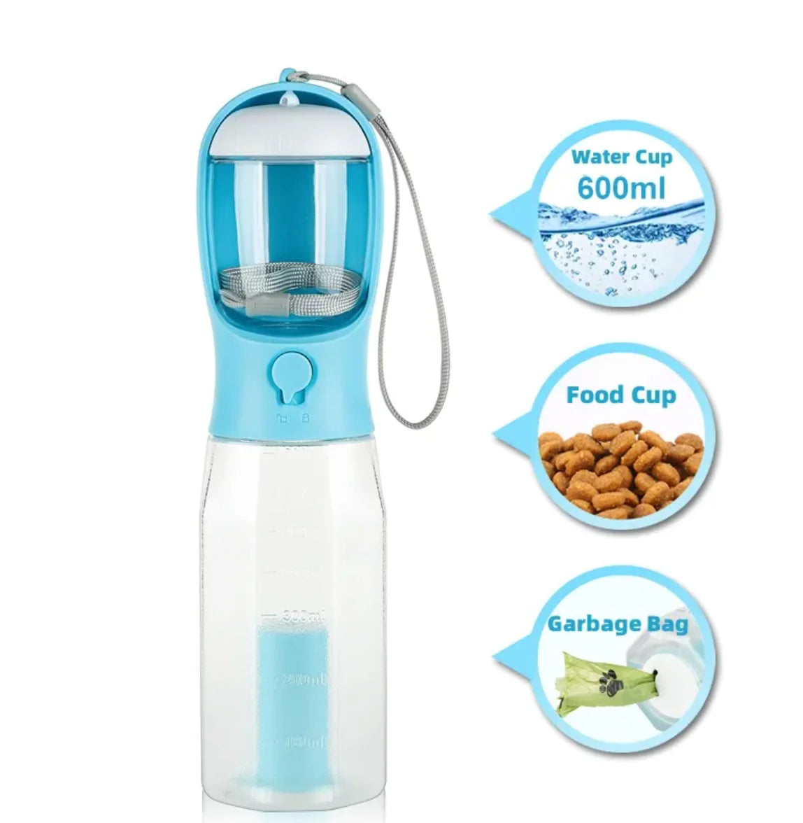 3-in-1 Pet Water & Food Bottle with Waste Bag Holder 🐶